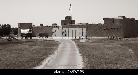 Bent's Old Fort National Historic Site in vintage sepia tone film in Colorado Stock Photo