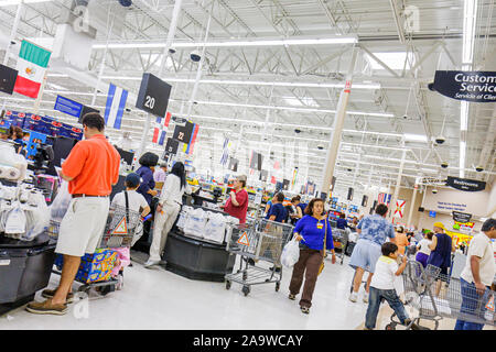 walmart shopping miami florida hialeah queue line discount inside fl cashier woman mart wal alamy checkout check display