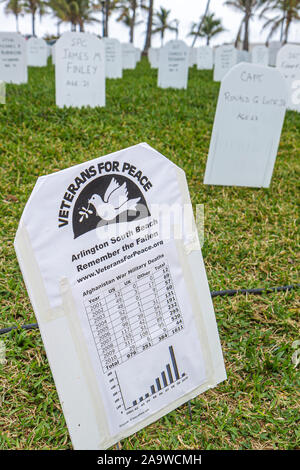 Miami Beach Florida,Lummus Park,Veterans for Peace,memorial,war dead,Iraq,Afghanistan,FL100207105 Stock Photo