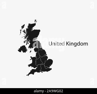 United Kingdom map, states border map. Vector illustration. Stock Vector