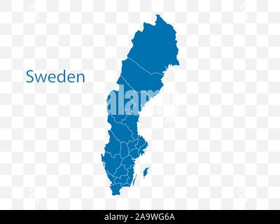 Sweden map on transparent background. Vector illustration. Stock Vector