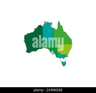 Australia Map, states border map. Vector illustration. Stock Vector