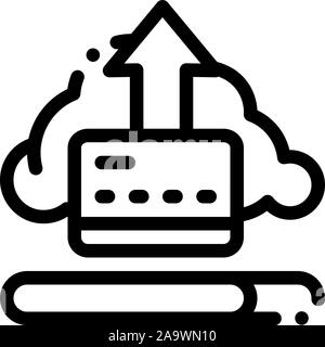 Write-Off Data Through Cloud Storage Icon Vector Outline Illustration Stock Vector
