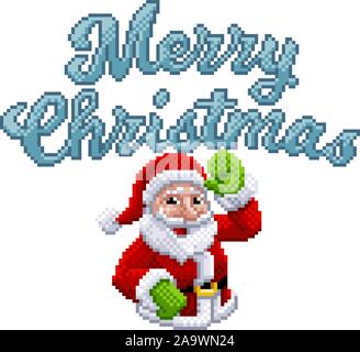 Santa Claus Marry Christmas 8 Bit Game Pixel Art Stock Vector