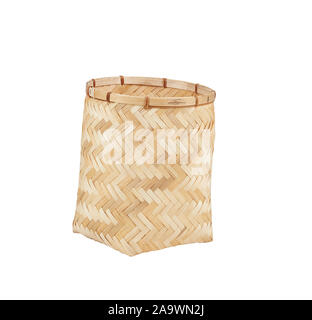 Bamboo baskets isolated on white background with clipping path Stock Photo