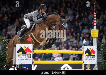 Stuttgart, Germany. 17th Nov, 2019. 35th Stuttgart German Masters, World Cup, Equestrian Sport, Jumping, Grand Prix of Stuttgart: Germany's Christian Kukuk rides his horse Quintino. Credit: Sebastian Gollnow/dpa/Alamy Live News Stock Photo