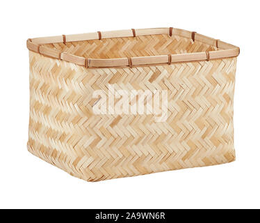 Bamboo baskets isolated on white background with clipping path Stock Photo