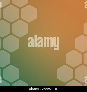 Abstract green and orange background with hexagons. Web blank card design. Vector illustration. Stock Vector
