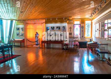 SKOPJE, NORTH MACEDONIA - AUGUST 8, 2019 : House museum of Mother Teresa. Teresa is humanitarian worker and Nobel Prize winner. Stock Photo