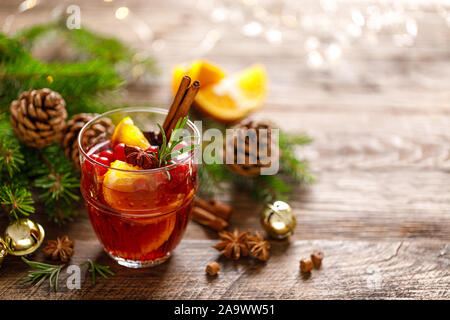 Christmas mulled wine. Traditional holiday drink Stock Photo