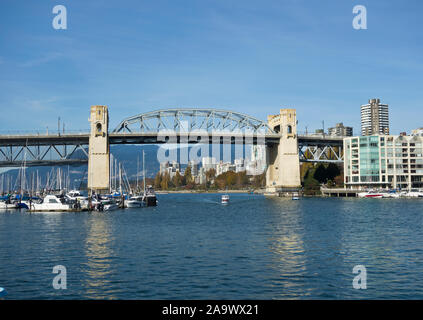 Vancouver, Canada.   Burrard Street Bridge over False Creek in Vancouver, BC, Canada. Stock Photo