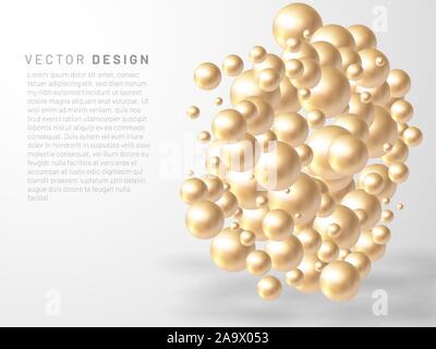 Vector illustration of overlapping abstract balls or bubbles. Realistic 3D sign. suitable for any background Stock Vector