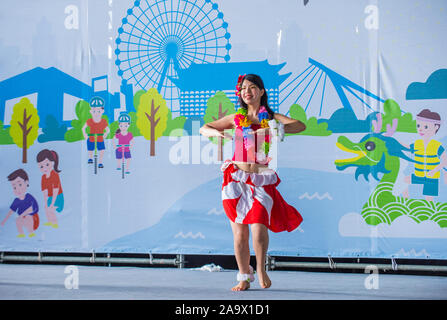 Taiwanese dancer perform during the 2019 Taipei Dragon Boat festival in Taipei Taiwan Stock Photo