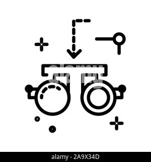 Opththalmology office equipment, eye test goggles isolated line icon Stock Vector