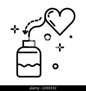 Heart pills bottle, cardiology isolated line icon, cardiology Stock Vector