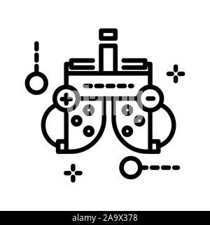 Ophthalmology clinic equipment, optometrist office equipment isolated line icon Stock Vector