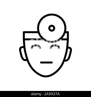 Doctor head, ophthalmologist with head mirror isolated line icon Stock Vector