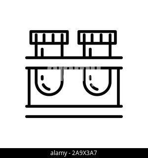 Tubes or flasks, chemical test lab equipment, isolated linear icon Stock Vector