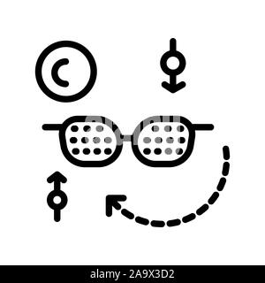 Medical spectacles, pinhole glasses isolated linear icon Stock Vector