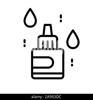 Nasal, eye or ear drops bottle isolated line icon Stock Vector