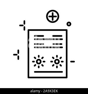 Ophthalmology paper document, eye test medical history Stock Vector