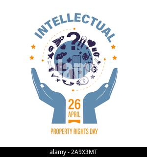 Copyright or intellectual property right day isolated icon Stock Vector