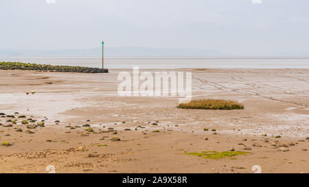 Low tide at Morecambe Bay, seen from Marine Rd in Morecambe, Lancashire, England, UK Stock Photo