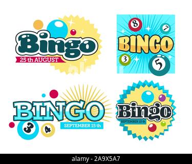 Bingo lottery isolated icons, gambling and guessing game Stock Vector