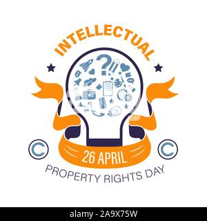 Copyright or intellectual property right day, isolated icon Stock Vector
