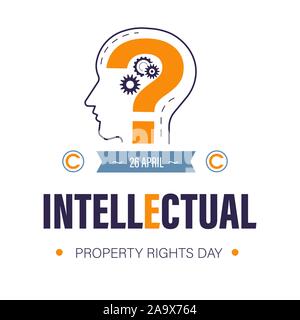 Intellectual property rights day or copyright, invention protection isolated icon Stock Vector