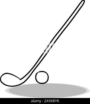 Golf icon on white background, flat design, hand drawing. Illustration of sport, contour of symbol Stock Vector