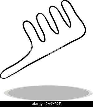 Comb icon on white background, flat design, hand drawing. Illustration of accessory, contour of symbol Stock Vector