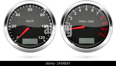 Speedometer and Tachometer Stock Vector