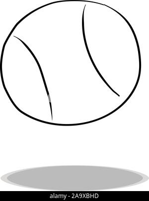 Sport icon on white background, flat design, hand drawing. Illustration ball, contour of symbol Stock Vector