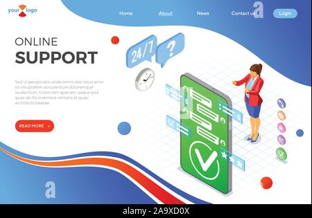 Isometric Online Customer Support Stock Vector