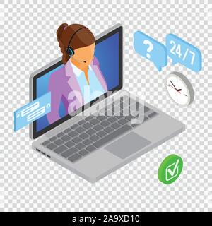 Isometric Online Customer Support Stock Vector