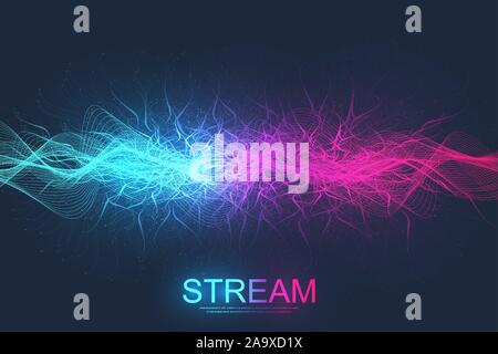 Abstract background with particles. Digital streaming background, wave ...