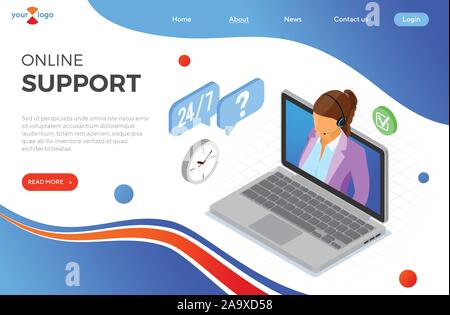 Isometric Online Customer Support Stock Vector