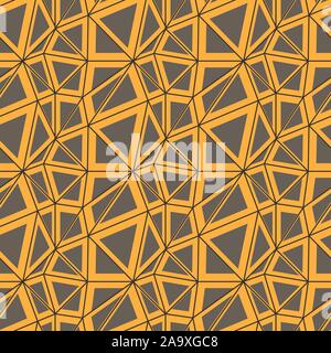 seamless vector pattern with lines and triangles in yellow and grey Stock Vector