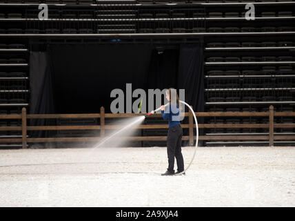 Prague, Czech Republic. 18th Nov, 2019. The O2 arena in Prague, Czech Republic, is being prepared for the Prague PlayOffs show jumping, Global Champions series, on November 18, 2019. The event will be held from November 21 to 24. Credit: Katerina Sulova/CTK Photo/Alamy Live News Stock Photo