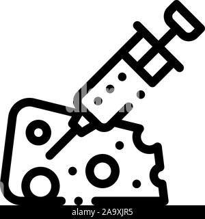 Injection into Cheese Icon Vector Outline Illustration Stock Vector