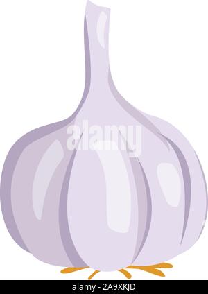 Vector illustration of a funny garlic in cartoon style. Stock Vector