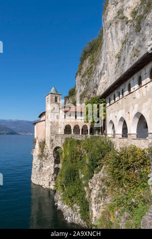 Monastery of Santa Caterina del Sasso and lake Maggiore, Province of Varese, Lombardy region, Northern Italy Stock Photo