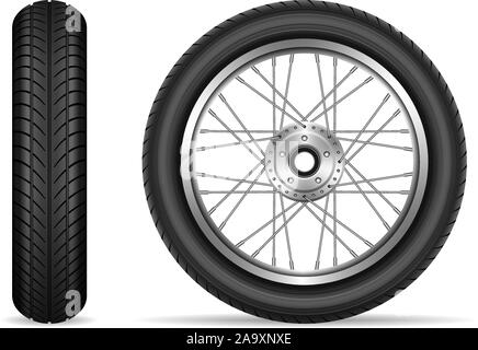 Motorcycle tires isolated on white background vector illustration Stock Vector