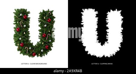 Christmas letter U. Christmas typography. Stock Photo