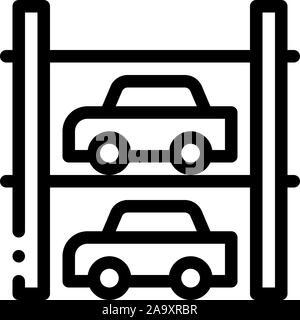 Multi-Storey Parking Icon Vector Outline Illustration Stock Vector