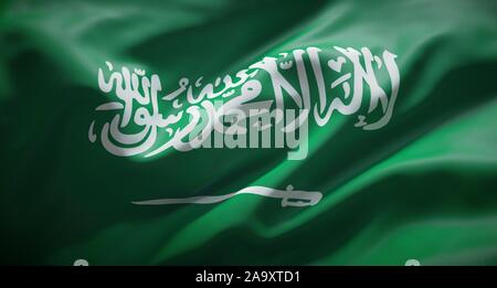 Official flag of the Kingdom of Saudi Arabia. Stock Photo