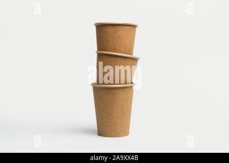 Paper cups on a gray background Stock Photo