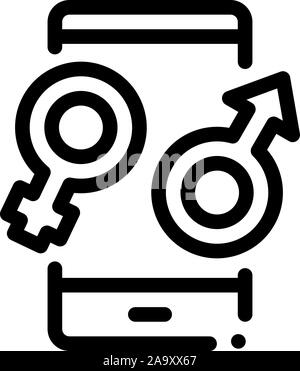 Male and Female Compatibility Icon Vector Outline Illustration Stock Vector