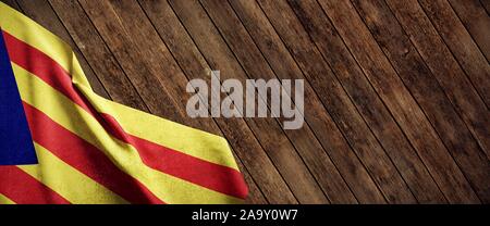 Catalonia, cloth flag on wood Stock Photo